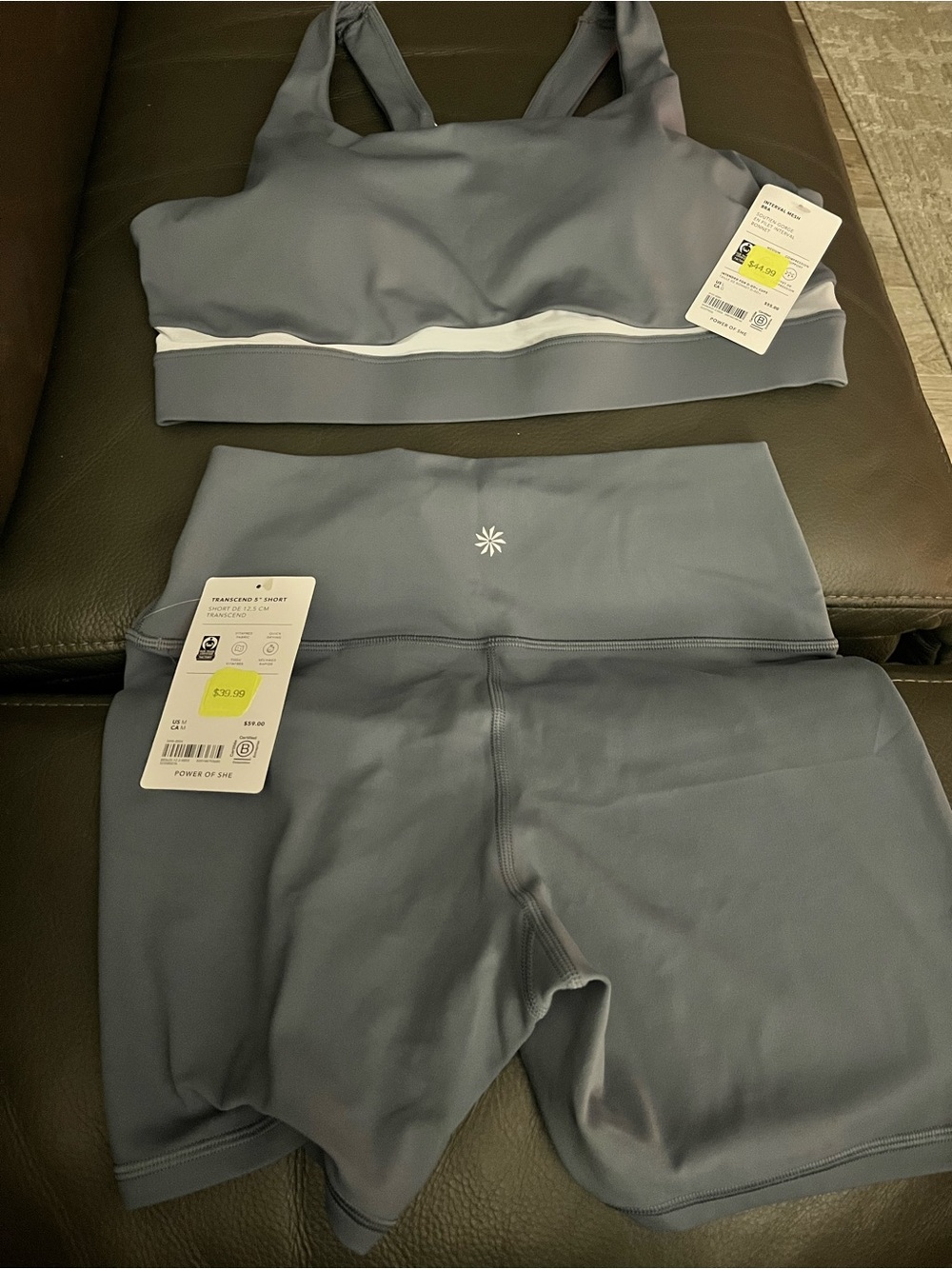 Athleta Women's Gray Athletic Bike Short (med) matching sport bra (lg)